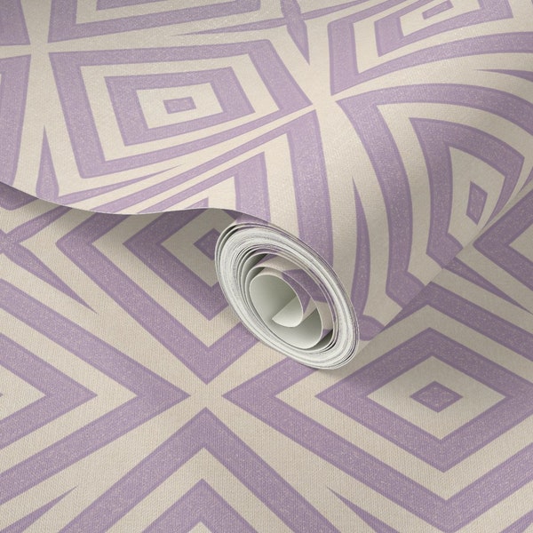 Lavender Geometric Wallpaper | Modern Minimalist Maximalist | Neutral Lavender & Natural Pattern | Peel and Stick and Pre-Pasted