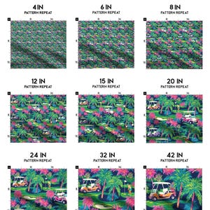 Golf Carts & Golfers Preppy Fabric - Tropical Coastal Home Decore - Swatch, Fat Quarters, and Fabric by the Yard image 2