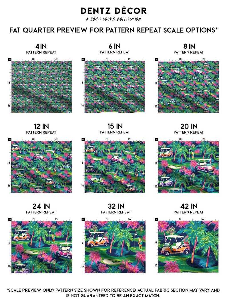 Golf Carts & Golfers Preppy Fabric - Tropical Coastal Home Decore - Swatch, Fat Quarters, and Fabric by the Yard image 2