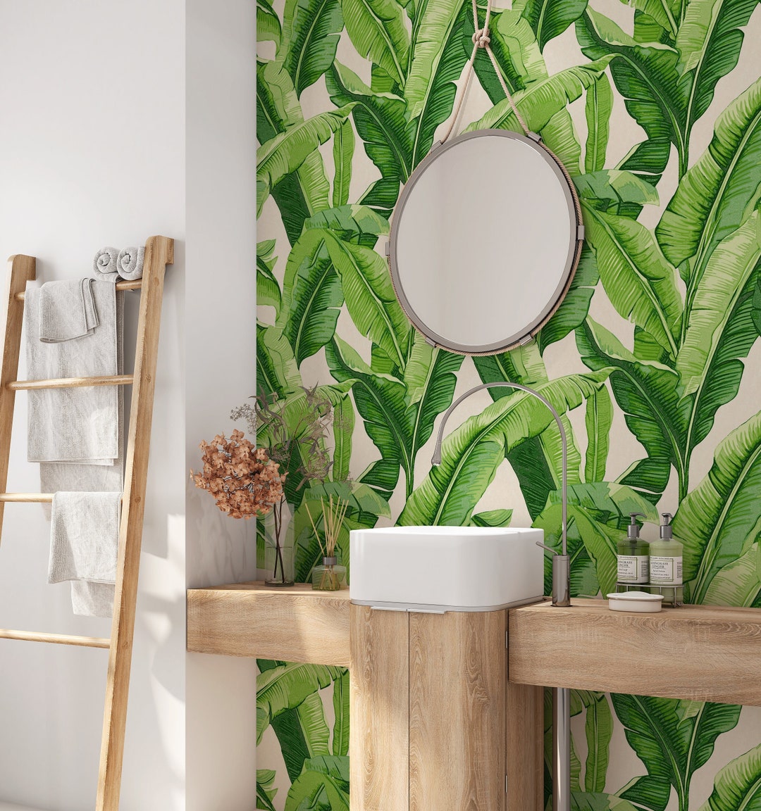 Tropical Banana Leaf Wallpaper Peel and Stick and Pre-pasted - Etsy