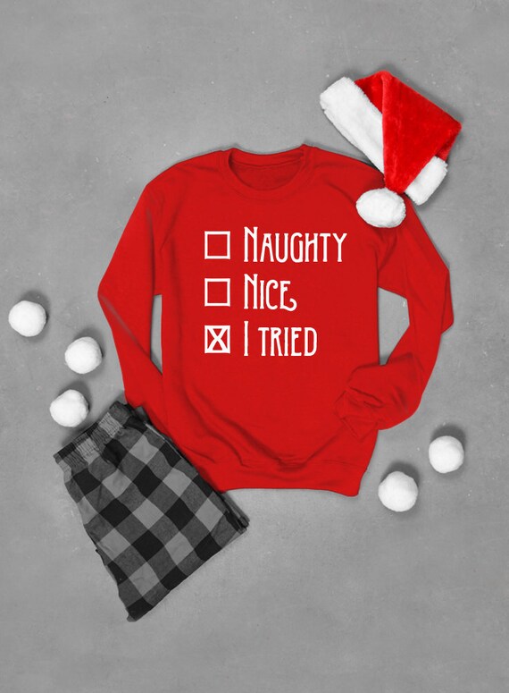 Naughty Nice I Tried Sweatshirt Funny Christmas Sweatshirt - Etsy