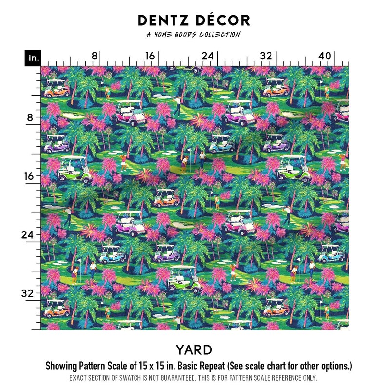 Golf Carts & Golfers Preppy Fabric - Tropical Coastal Home Decore - Swatch, Fat Quarters, and Fabric by the Yard image 5