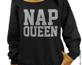 Nap Queen Pullover 3/4 Raglan Sleeves Lightweight Sweatshirt for Women 