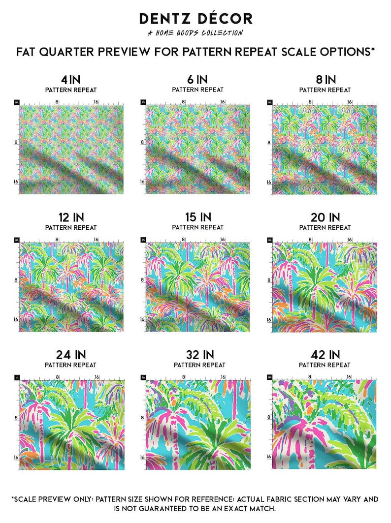 Preppy Palm Tree Tropical Fabric | Bright Island Beach Textile | Cotton, Linen Canvas Fabrics - Swatch, Fat Quarters and Fabric By the Yard immagine 2