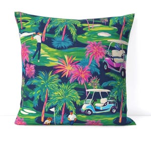 Golf Carts & Golfers Preppy Fabric - Tropical Coastal Home Decore - Swatch, Fat Quarters, and Fabric by the Yard image 10