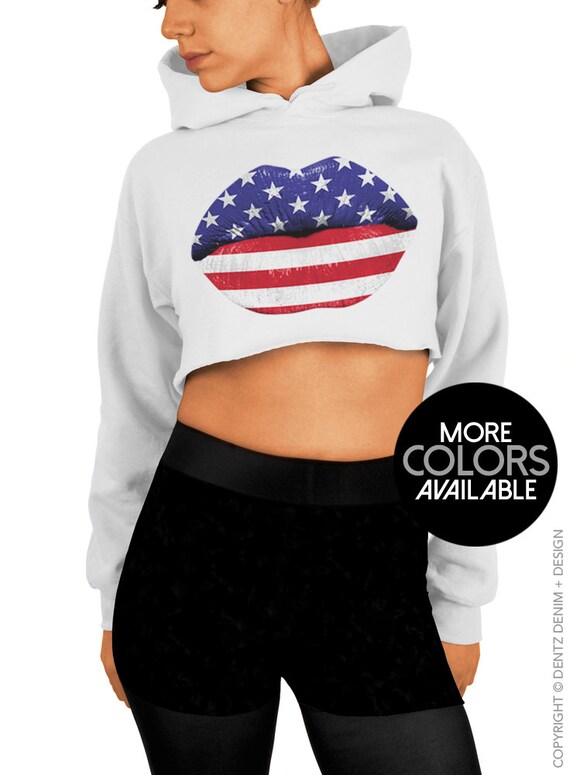 red and white cropped hoodie