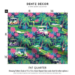 Golf Carts & Golfers Preppy Fabric - Tropical Coastal Home Decore - Swatch, Fat Quarters, and Fabric by the Yard image 4