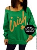 Irish Clover - St Patrick's Day Lucky Party Women's Clothing, Off the Shoulder, Slouchy Sweatshirt, Junior and, Oversized sweater, options 