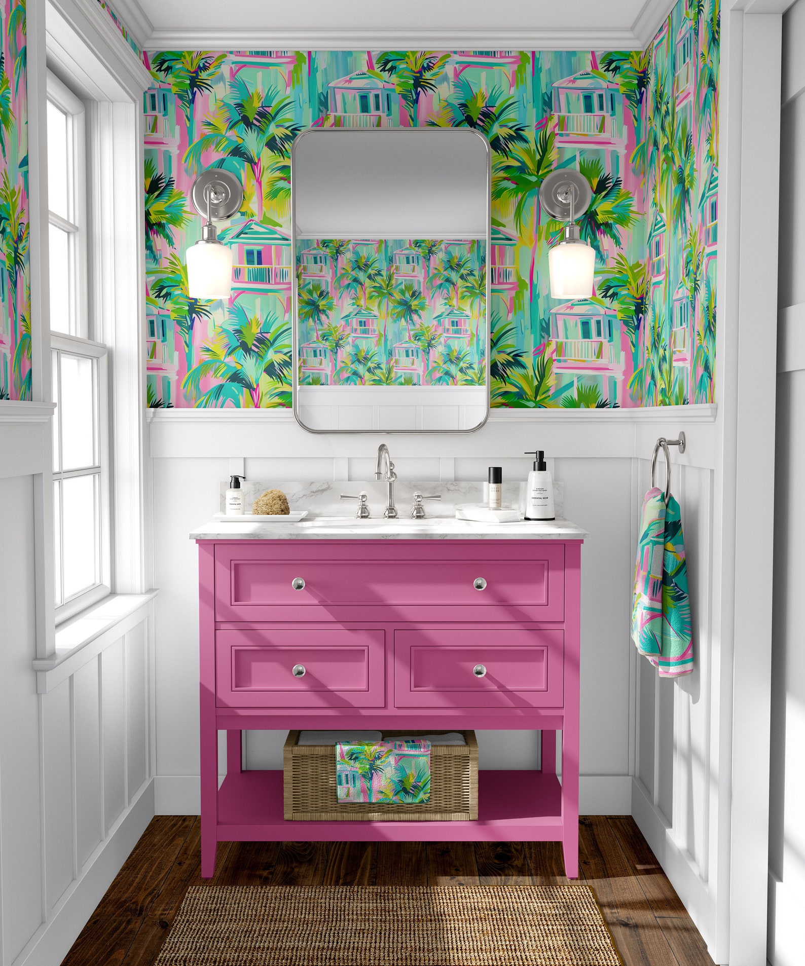 Beach House Bungalows Wallpaper | Tropical Colors | Key West Style ...