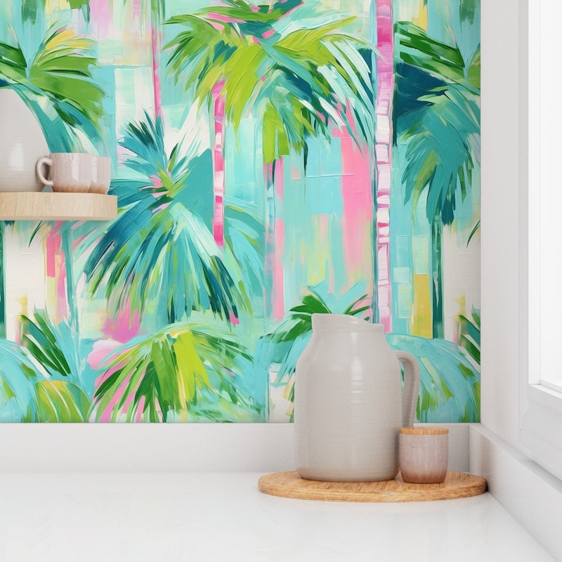 Bathroom Wallpaper Colorful Etsy