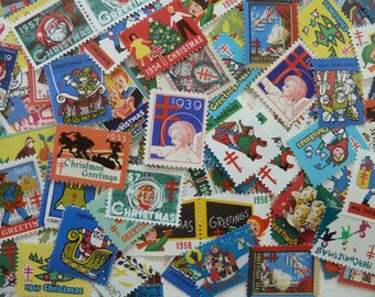 Christmas Seals - 100 Vintage Christmas Seals For Christmas Cards, Decoupage, Paper Crafts, Collage and More...