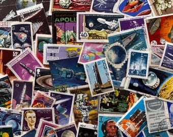 Znaczki kosmiczne - Znaczki pocztowe z całego świata o tematyce kosmicznej do projektów artystycznych, decoupage'u, rękodzieła papierowego, kolaży i nie tylko...