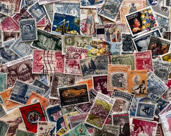 Vintage Columbian Stamps – 75 Used Stamps for Crafts, Art Projects, Scrapbooking