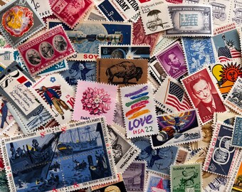 100 Vintage Unused Postage Stamps - U.S. Stamps from 1960s and 1970s For Stamp Collections