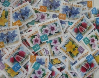 Fleurs australiennes - Timbres vintage d'Australie pour collections, découpage, créations en papier, collage et plus encore...