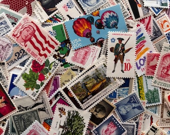100 Vintage Unused Postage Stamps - U.S. Stamps from 1960s and 1970s For Stamp Collections