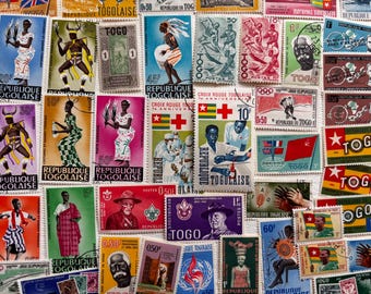 Bunte Briefmarken aus der Republik Togo - Für Sammlungen, Decoupage, Papiermodelle, Collagen und Mehr...