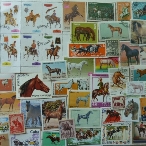 Horses - Lot of Worldwide Horse Postage Stamps for Scrapbooking, Decoupage, Paper Crafts, Collage and More... Horses