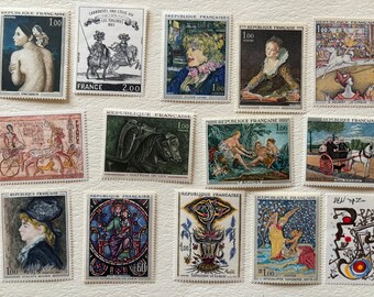 French Stamps - Large Mint Art Stamps from France for Collections, Paper Crafts, Collage, Card Making, Jewelry, Decoupage, etc.