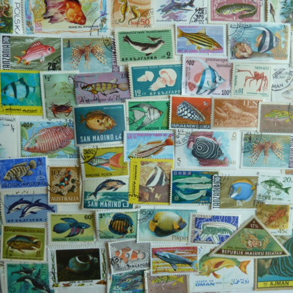 Fish - Lot of Stamps for Paper Crafts, Scrapbooking, Card Making, Jewelry, Decoupage and More