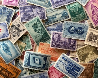 100 Unused Postage Stamps - Vintage Mono Color U.S. Postage Stamps for Stamp Collectors