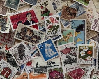 Swedish Stamps - Vintage Postage Stamps from Sweden for Collections, Decoupage, Paper Crafts, Collage and More...