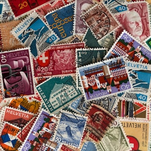 Swiss Stamps - 100 Used Stamps From Switzerland - For Collections, Paper Crafting, Scrapbooking, Jewelry, Decoupage,  Collage and More...
