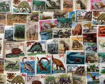 Dinosaurier - Lot Briefmarken mit Dinosauriern und prähistorischen Tieren - zum Sammeln, Decoupage, Papierhandwerk, Collage und Mehr