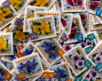 Australian Flowers - Vintage Stamps from Australia For Collections, Decoupage, Paper Crafts, Collage and More...