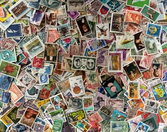 1 000 timbres - Lot gigantesque de 1 000 timbres du monde entier d'occasion pour le découpage, les travaux manuels sur papier, le collage et plus encore...