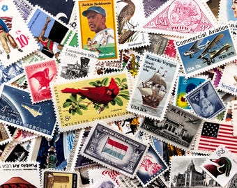 100 Vintage Unused Postage Stamps - U.S. Stamps from 1960s and 1970s For Stamp Collections