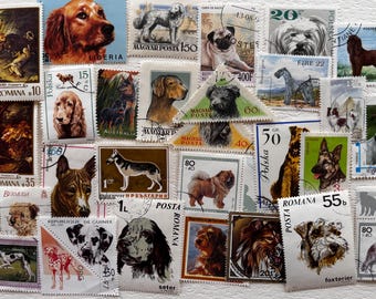 Dogs - Lot of Worldwide Postage Stamps With Dogs - For Collecting, Decoupage, Paper Crafts, Collage and More...