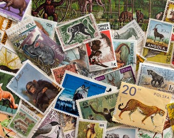 Animals - Lot of Worldwide Animal Postage Stamps for Art Projects, Collections, Decoupage, Paper Crafts, Collage and More...