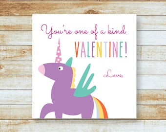 Rainbow Unicorn Valentine | Favor Tags | Printable Class Favor | Digital Download | Instant Download | Girl Class Valentine | Magical