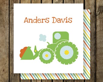Tractor Calling Cards for Boys Tractor Gift Enclosure Cards