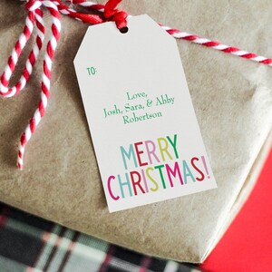 Personalized Holiday Gift Tags | Christmas Hang Tags | Christmas Stickers | Christmas Gift Tags | Bright Colors Merry Christmas