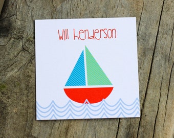 Sailboat Gift Tags | Boy Calling Cards | Personalized Gift Tags | Boy Gift Tags | Birthday Gift Tag | Birthday Gift Sticker | Enclosure Card