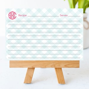 Monogrammed Recipe Cards | Personalized Recipe Card | Monogram Recipe Card | Cooking Gift | Monogram & Plaid Card