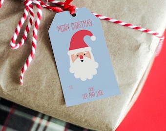 Santa Gift Tags | Christmas Hang Tags | Kids Gift Stickers | Santa Stickers | Christmas Gift Tags | Personalized Santa Gift Tags