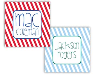 Personalized Striped Gift Tags | Boy Calling Cards | Birthday Gift Stickers | Birthday Gift Tags | Boy Gift Tags | Kids Enclsoure Cards