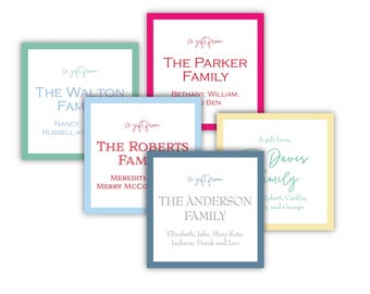 Family Gift Tags | Color Border Calling Cards | Personalized Cards | Modern | Personalized Stickers | Enclosure Card | Wedding Gift