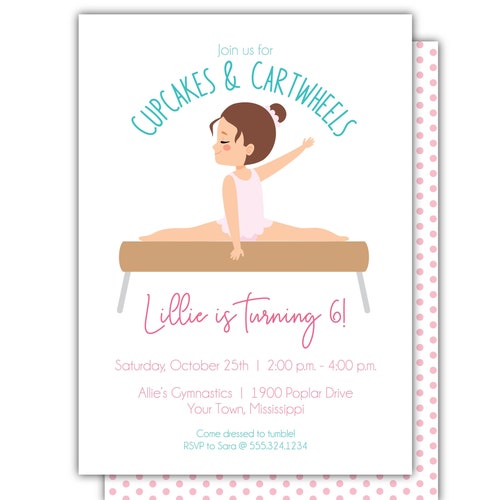 Gymnastics Birthday Party Invitation Gym Birthday Party Etsy