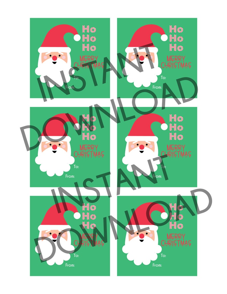 Santa Printable Gift Tags Kids Christmas Tags Santa - Etsy