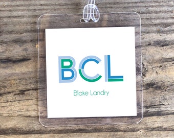 Personalized Monogram Bag Tags | Kids Bag Tag | Boy Luggage Tag | Modern Monogram | Stroller Tag | Monogram Luggage Tag | Backpack Tag
