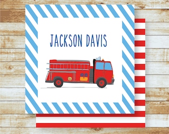 Firetruck Personalized Gift Tags | Boy Calling Cards | Birthday Gift Stickers | Kids Gift Tags | Firetruck Stickers | Firetruck Baby Gift