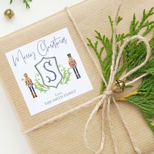 Nutcracker Monogram Christmas Gift Tag | Watercolor Nutcracker Gift Tag | Christmas Crest Sticker | Nutcracker Stickers | Monogram Crest