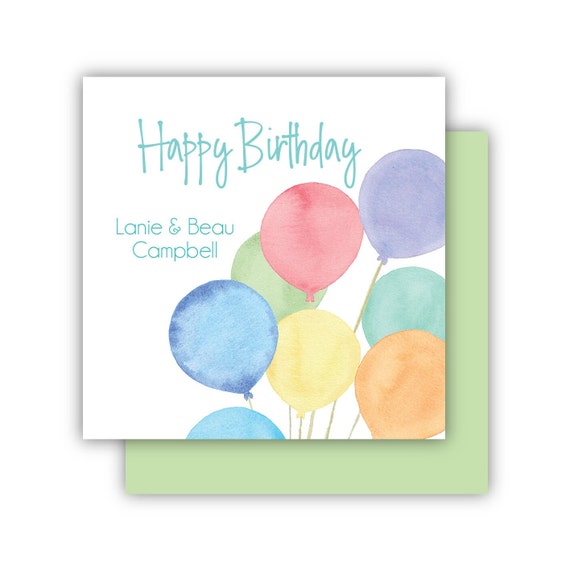 Happy Birthday Gift Cards | Watercolor Balloon Birthday Gift Sticker | Gender Neutral Gift Tag | Sibling Birthday Gift Tags | Gift Enclosure