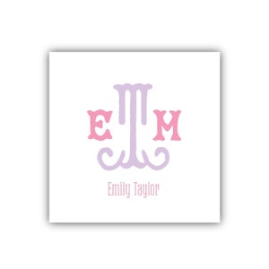 Personalized Monogram Vinyl Stickers | Monogram Labels | Daycare Labels | Book Stickers | School Labels | Fishtail Monogram and Name