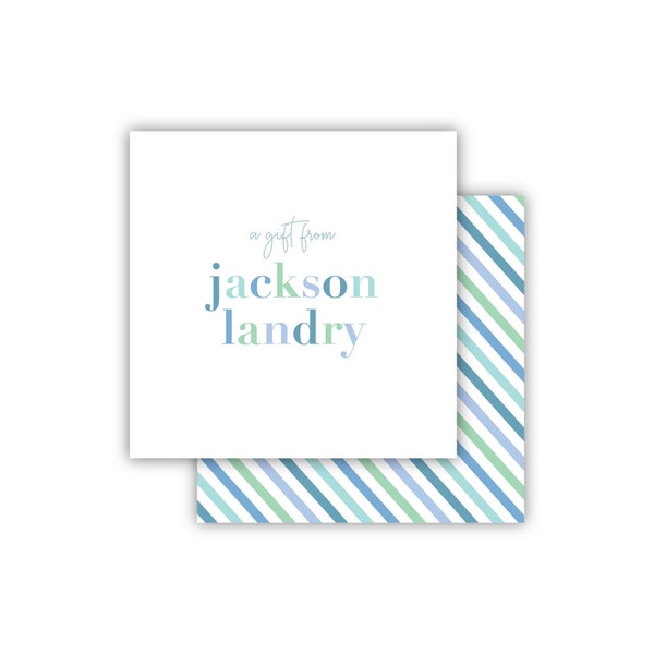 Personalized Gift Tags | Modern Calling Cards | Multi Color Blues Name Gift Stickers | Birthday Gift Tags | Enclosure Card | Boy Gift Tag