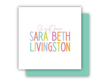 Personalized Gift Tags | Modern Calling Cards | Multi Color Name Gift Stickers | Birthday Gift Tags | Enclosure Card | A Gift From Card